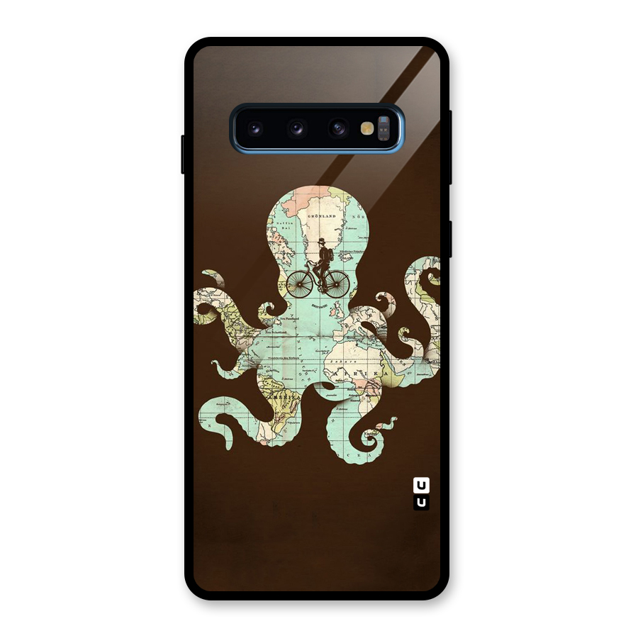 Travel Octopus Glass Back Case for Galaxy S10