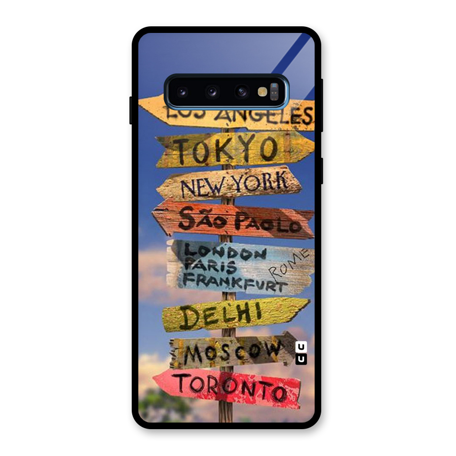 Travel Signs Glass Back Case for Galaxy S10