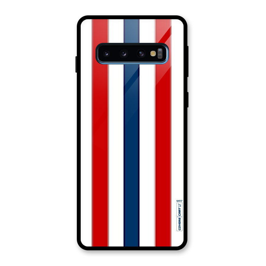Tricolor Stripes Glass Back Case for Galaxy S10