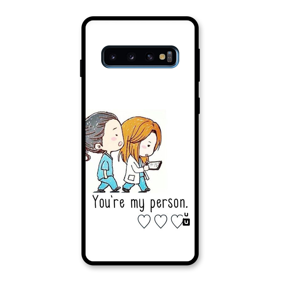 Two Friends In Coat Glass Back Case for Galaxy S10