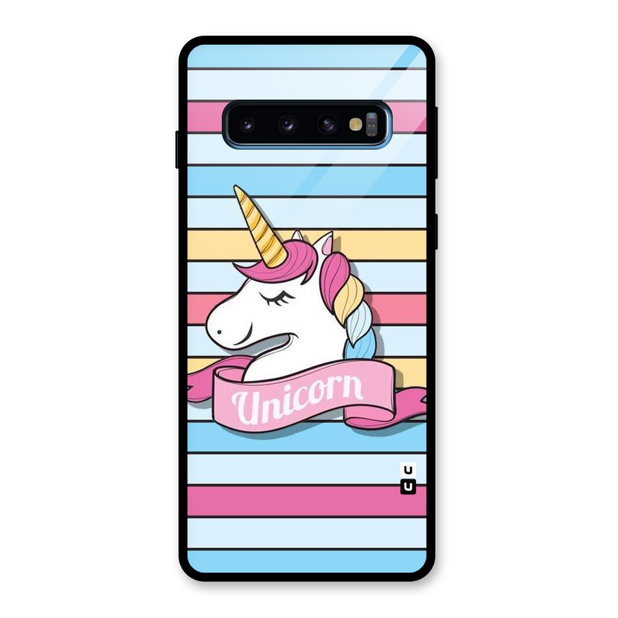 Unicorn Stripes Glass Back Case for Galaxy S10