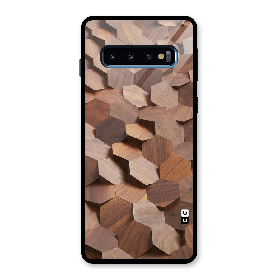 Uplifted Wood Hexagons Glass Back Case for Galaxy S10