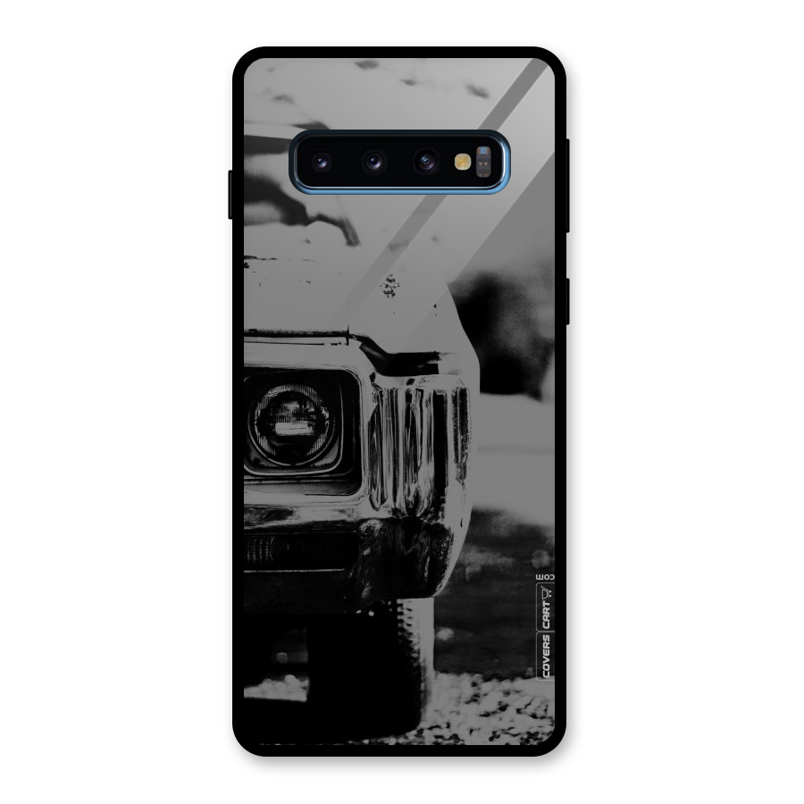 Vintage Car Black and White Glass Back Case for Galaxy S10