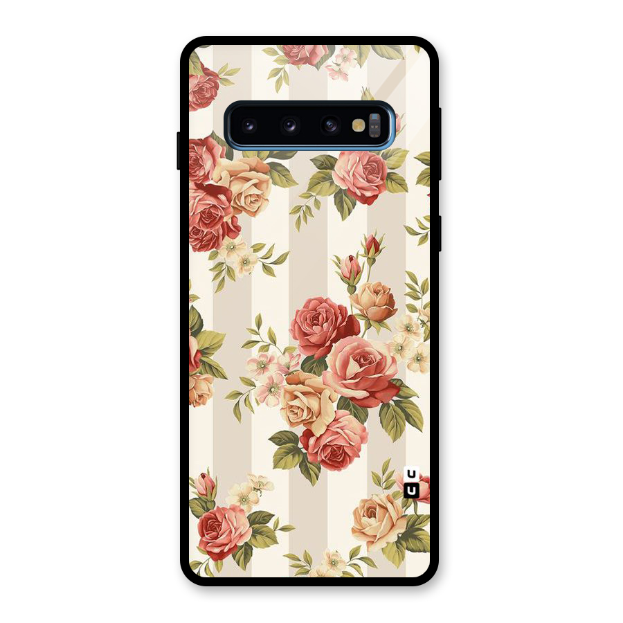 Vintage Color Flowers Glass Back Case for Galaxy S10