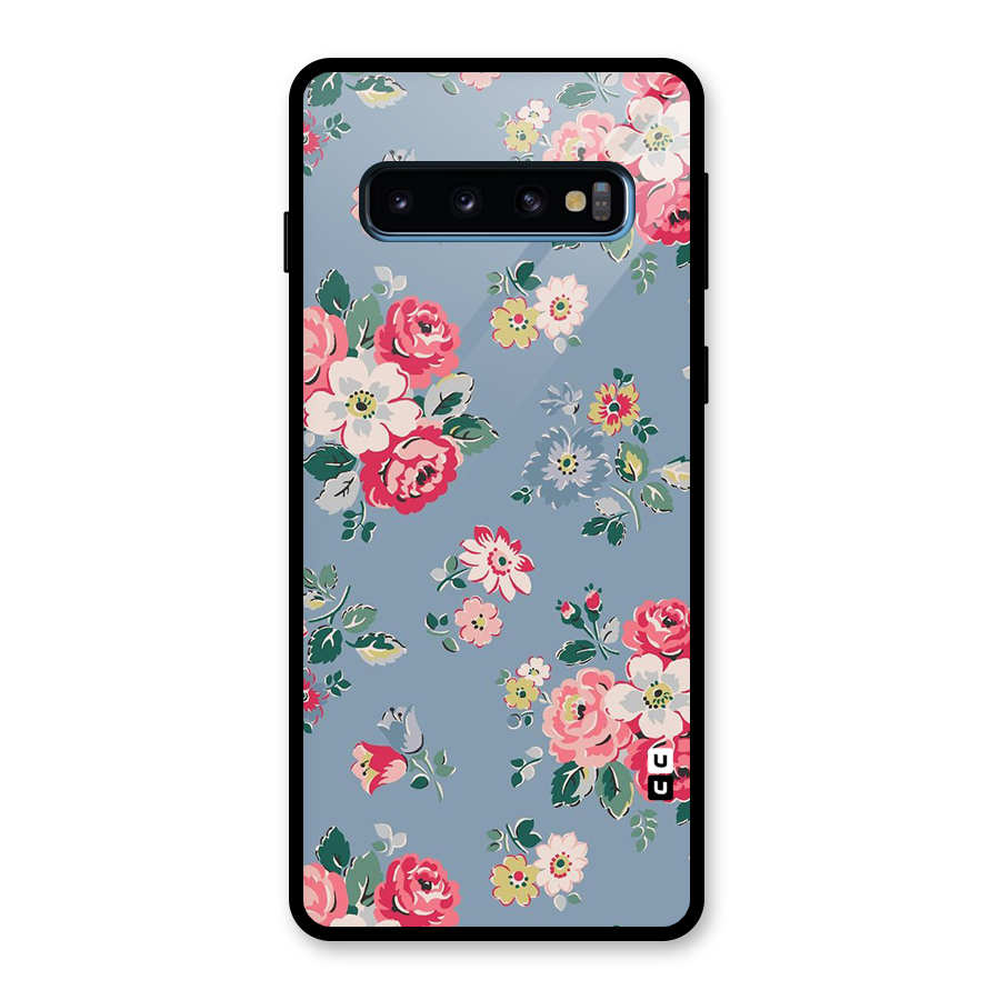 Vintage Flower Pattern Glass Back Case for Galaxy S10