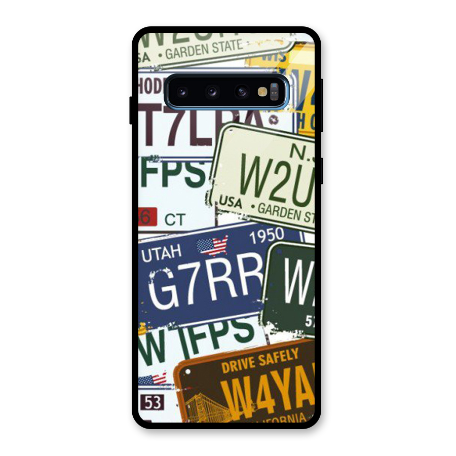 Vintage License Plates Glass Back Case for Galaxy S10
