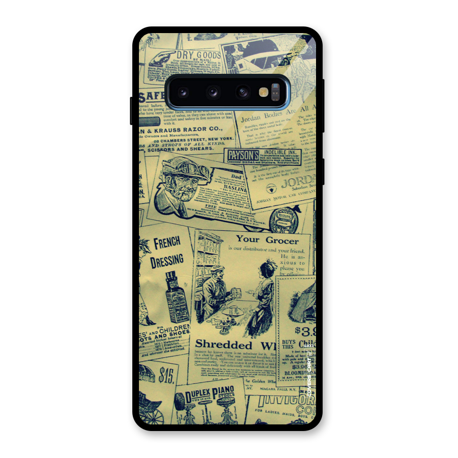 Vintage Newspaper Cutouts Glass Back Case for Galaxy S10