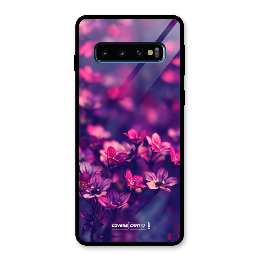 Violet Floral Glass Back Case for Galaxy S10