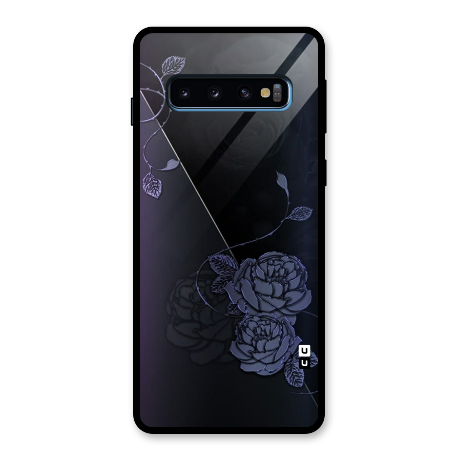 Voilet Floral Design Glass Back Case for Galaxy S10