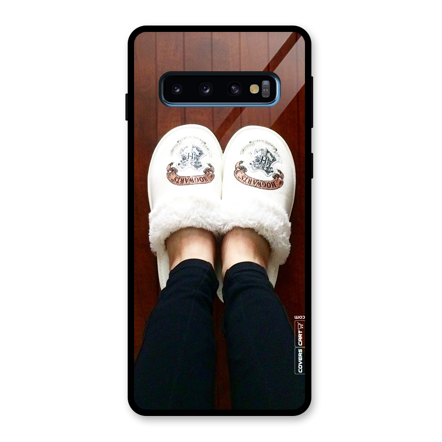 White Feets Glass Back Case for Galaxy S10