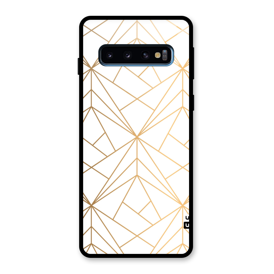 White Golden Zig Zag Glass Back Case for Galaxy S10