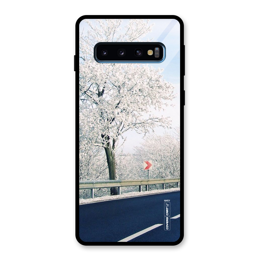 White Snow Tree Glass Back Case for Galaxy S10