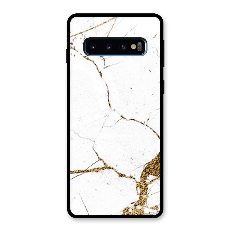 White and Gold Design Glass Back Case for Galaxy S10