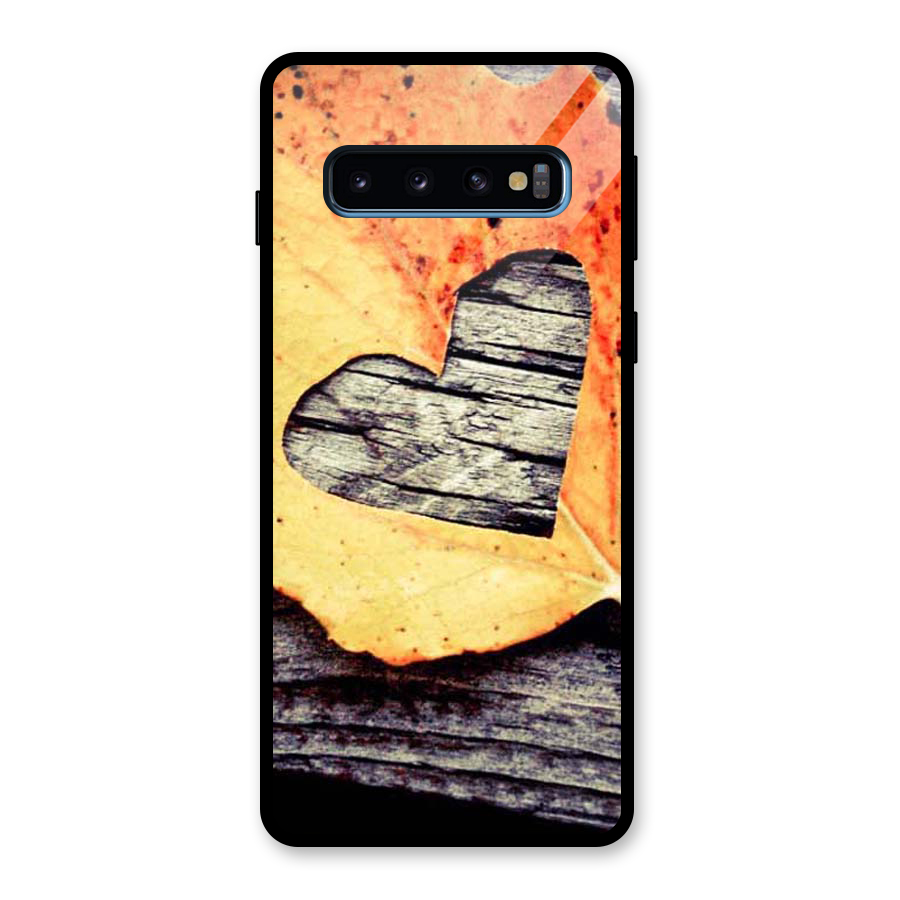 Wood Heart Leaf Glass Back Case for Galaxy S10