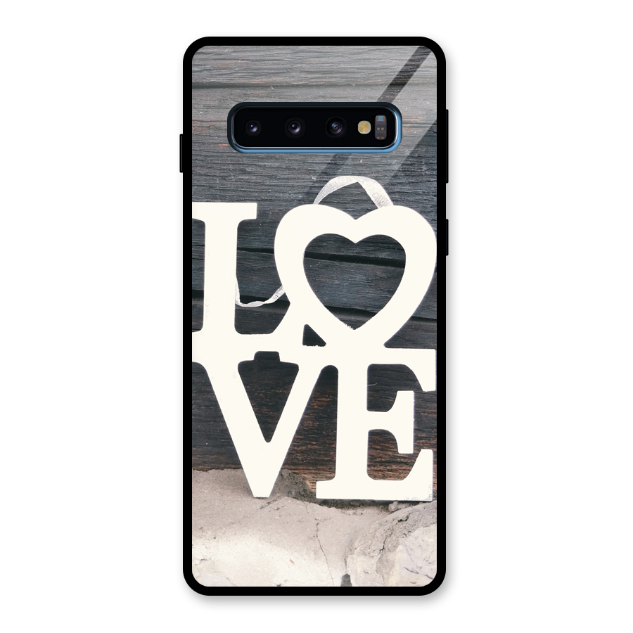 Wood Love Lock Glass Back Case for Galaxy S10