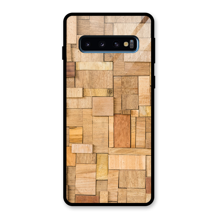 Wooden Blocks Glass Back Case for Galaxy S10