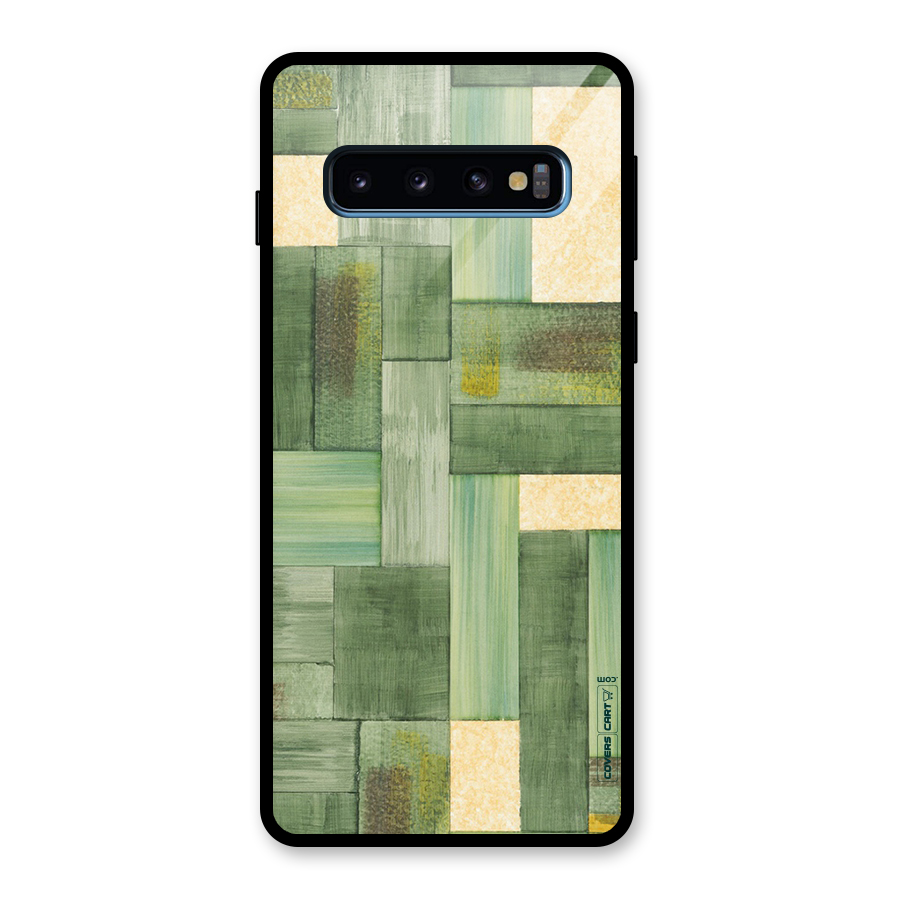 Wooden Green Texture Glass Back Case for Galaxy S10