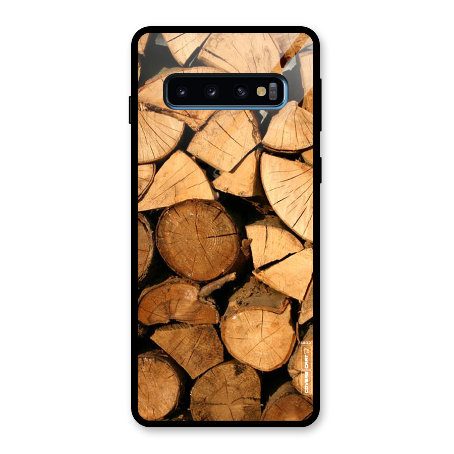 Wooden Logs Glass Back Case for Galaxy S10