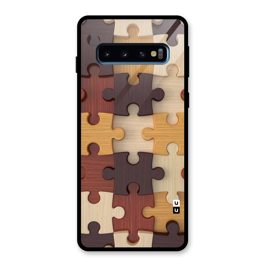Wooden Puzzle (Printed) Glass Back Case for Galaxy S10