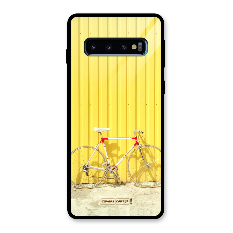 Yellow Cycle Classic Glass Back Case for Galaxy S10