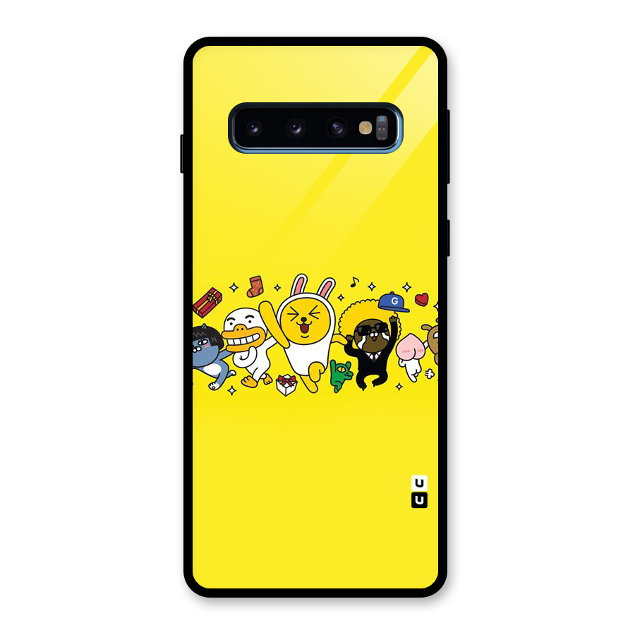 Yellow Friends Glass Back Case for Galaxy S10