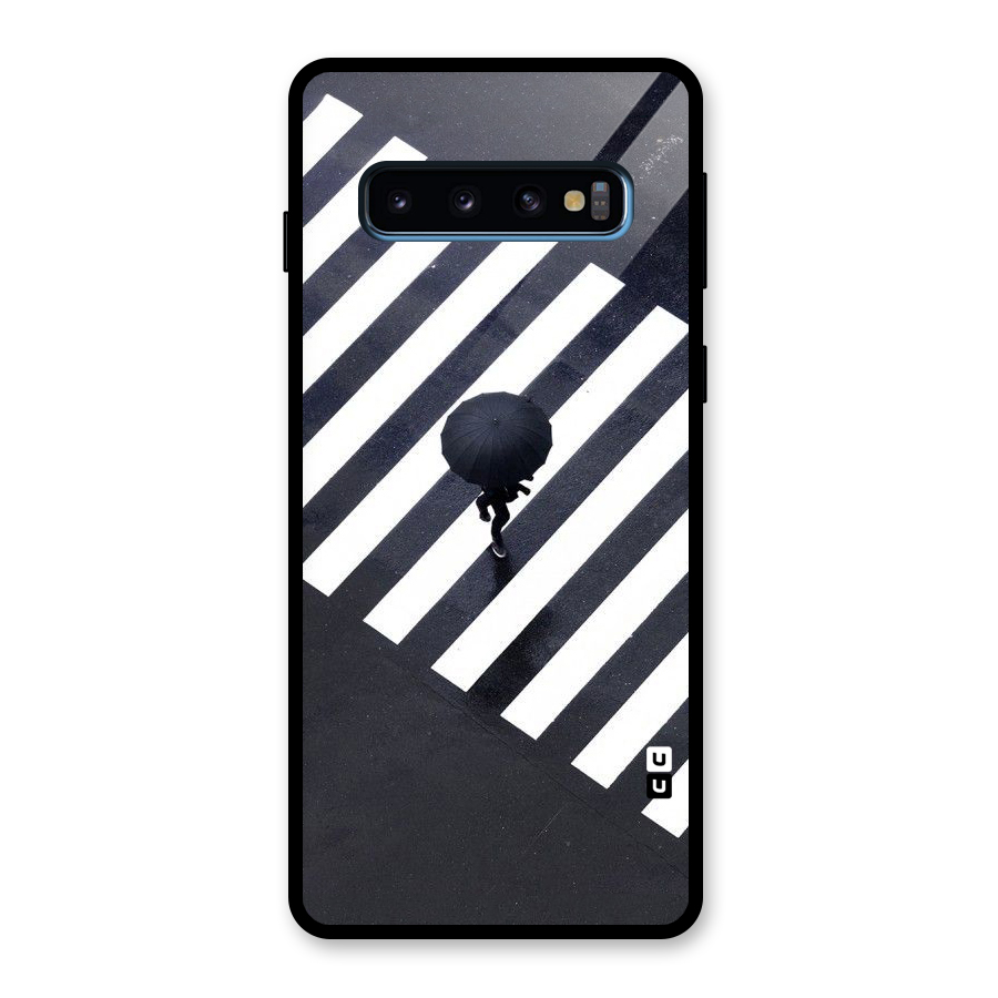 Zebra Walking Glass Back Case for Galaxy S10