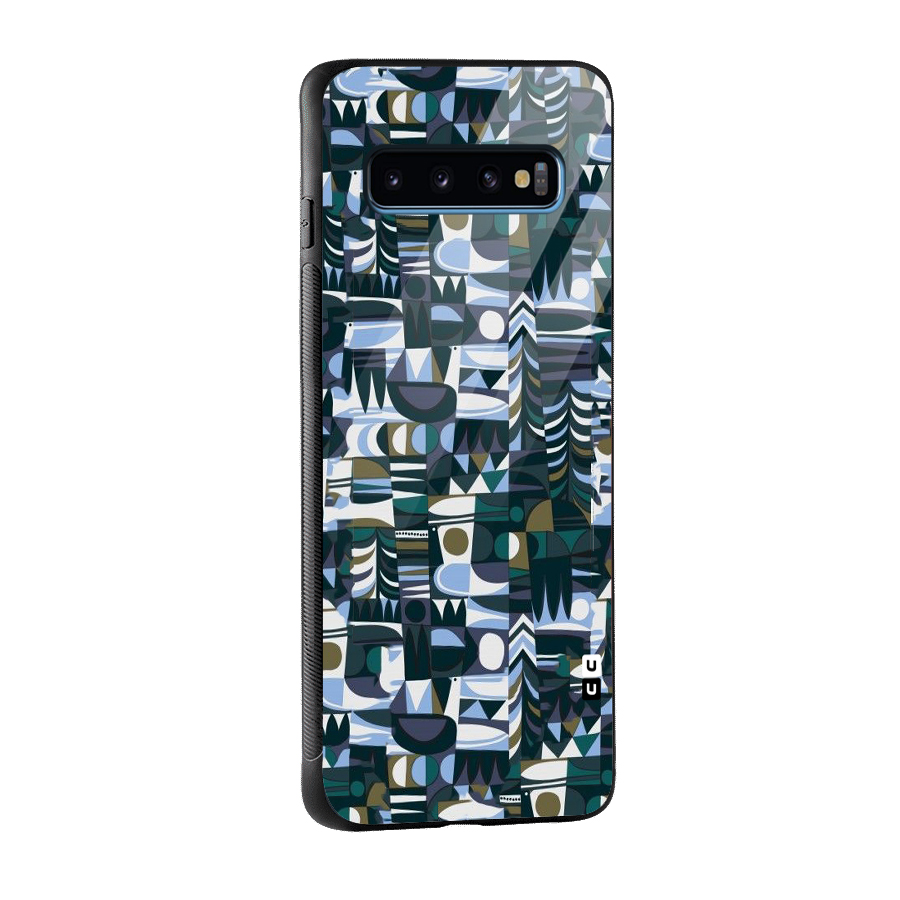 Abstract Blues Glass Back Case for Galaxy S10