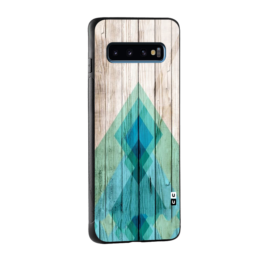 Abstract Green And Wood Glass Back Case for Galaxy S10