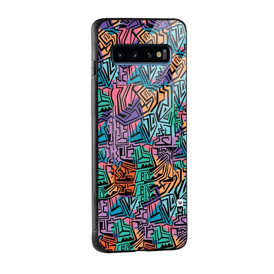 Abstract Lining Colors Glass Back Case for Galaxy S10