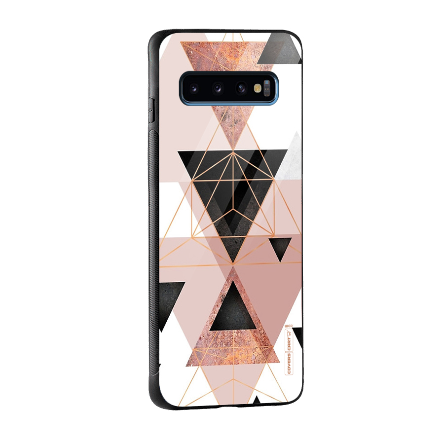 Abstract Rose Gold Triangles Glass Back Case for Galaxy S10