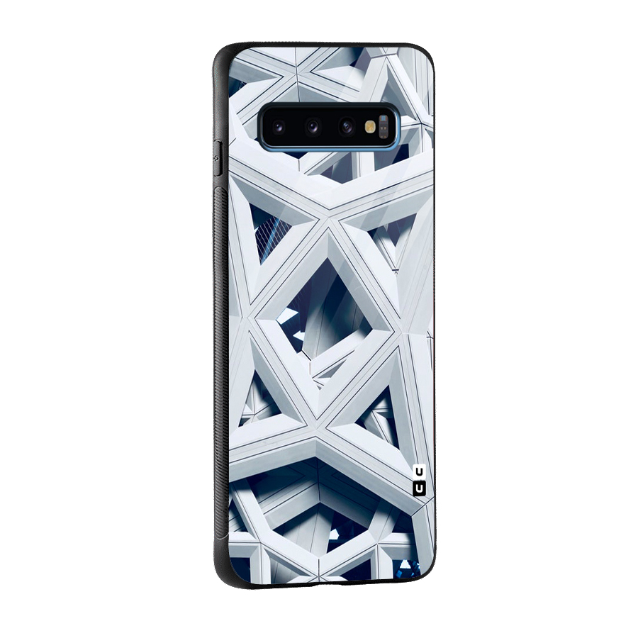 Abstract White Lines Glass Back Case for Galaxy S10