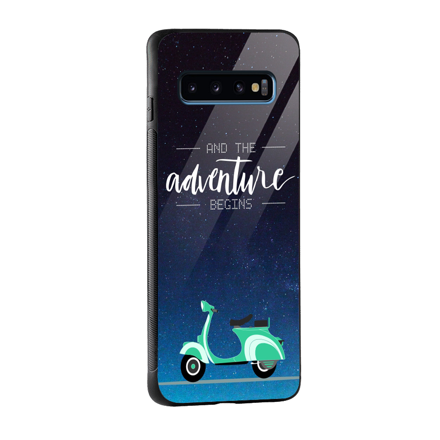 Adventure Scooter Glass Back Case for Galaxy S10
