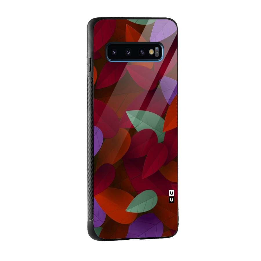 Aesthetic Colorful Leaves Glass Back Case for Galaxy S10