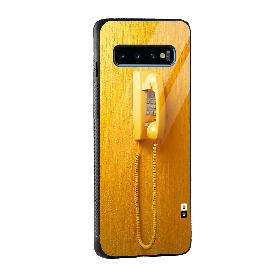 Aesthetic Yellow Telephone Glass Back Case for Galaxy S10