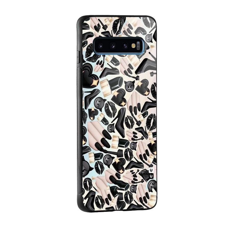 All Black Love Glass Back Case for Galaxy S10