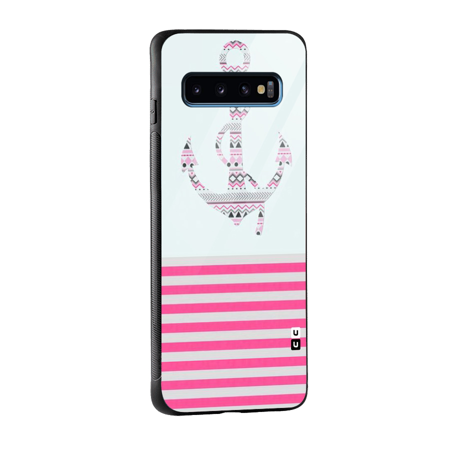 Anchor Design Stripes Glass Back Case for Galaxy S10