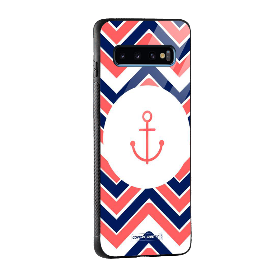 Anchor Zig Zag Glass Back Case for Galaxy S10
