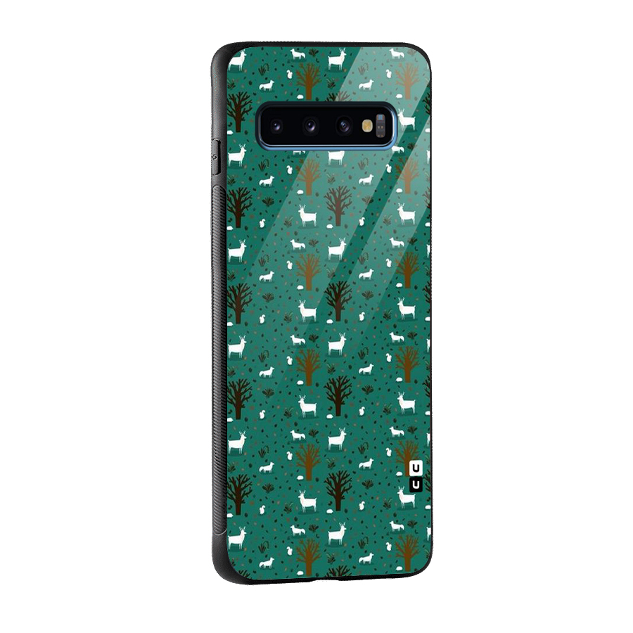 Animal Grass Pattern Glass Back Case for Galaxy S10
