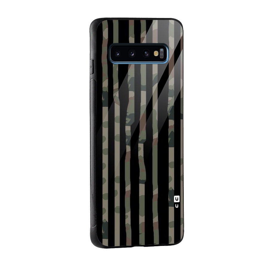 Army Stripes Glass Back Case for Galaxy S10