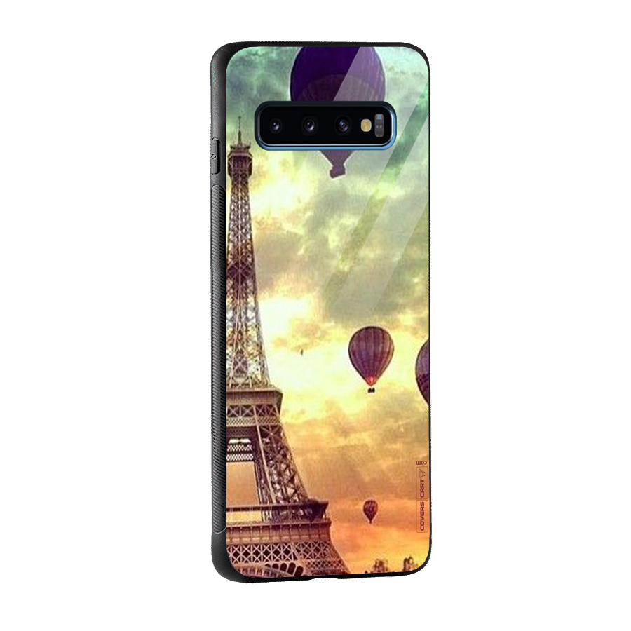 Artsy Hot Balloon And Tower Glass Back Case for Galaxy S10