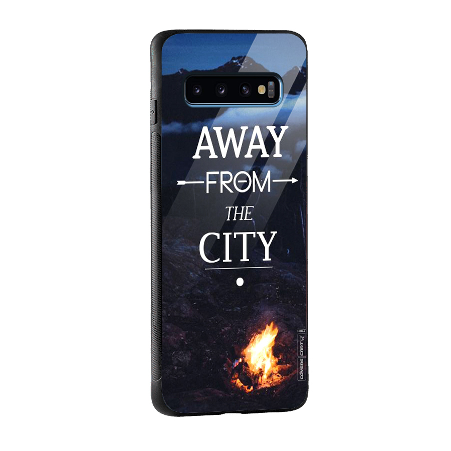 Away From City Glass Back Case for Galaxy S10