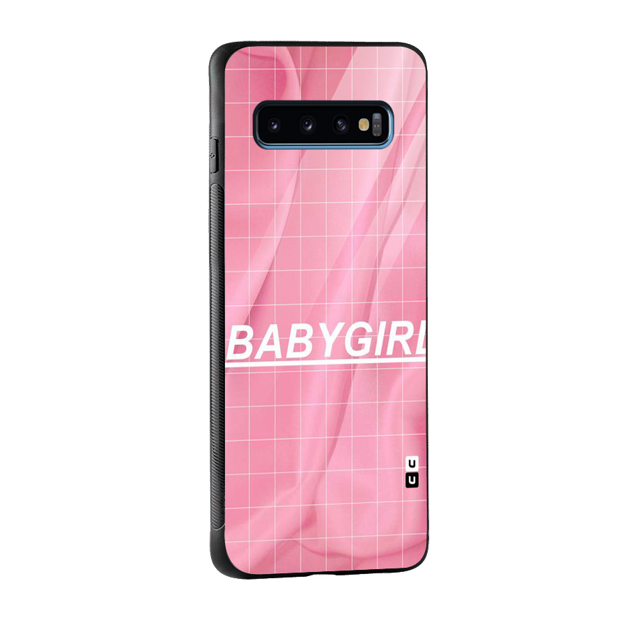 Baby Girl Check Glass Back Case for Galaxy S10