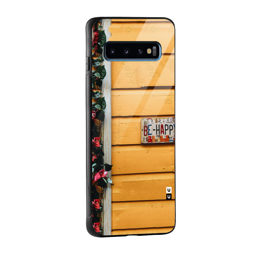 Be Happy Yellow Wall Glass Back Case for Galaxy S10