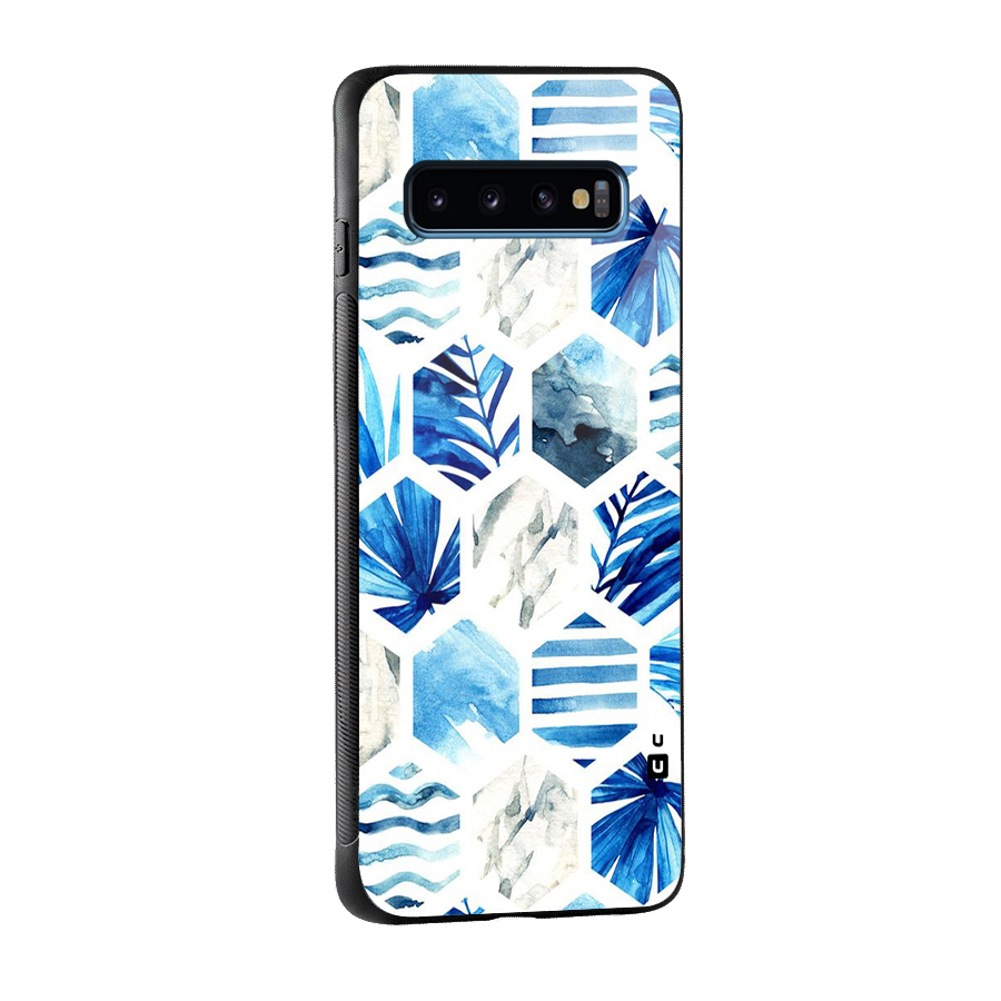 Beach Vibes Pentagon Design Glass Back Case for Galaxy S10