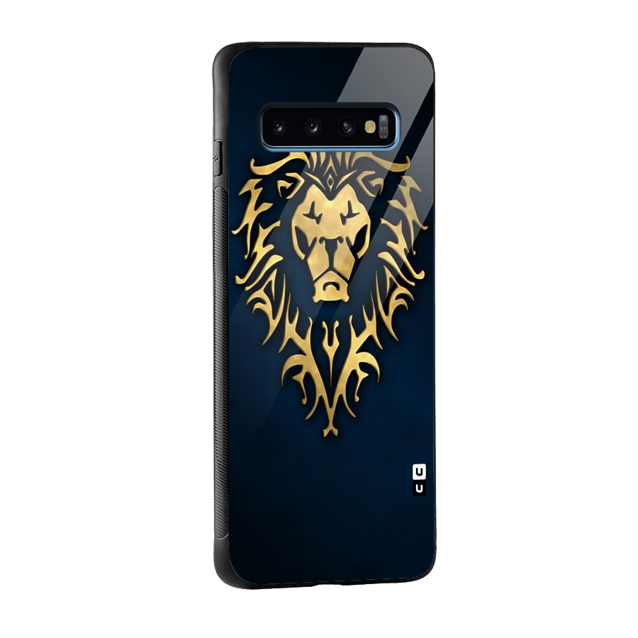 Beautiful Golden Lion Design Glass Back Case for Galaxy S10