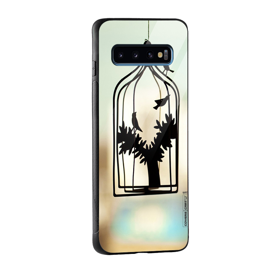 Beautiful Pegion Cage Glass Back Case for Galaxy S10