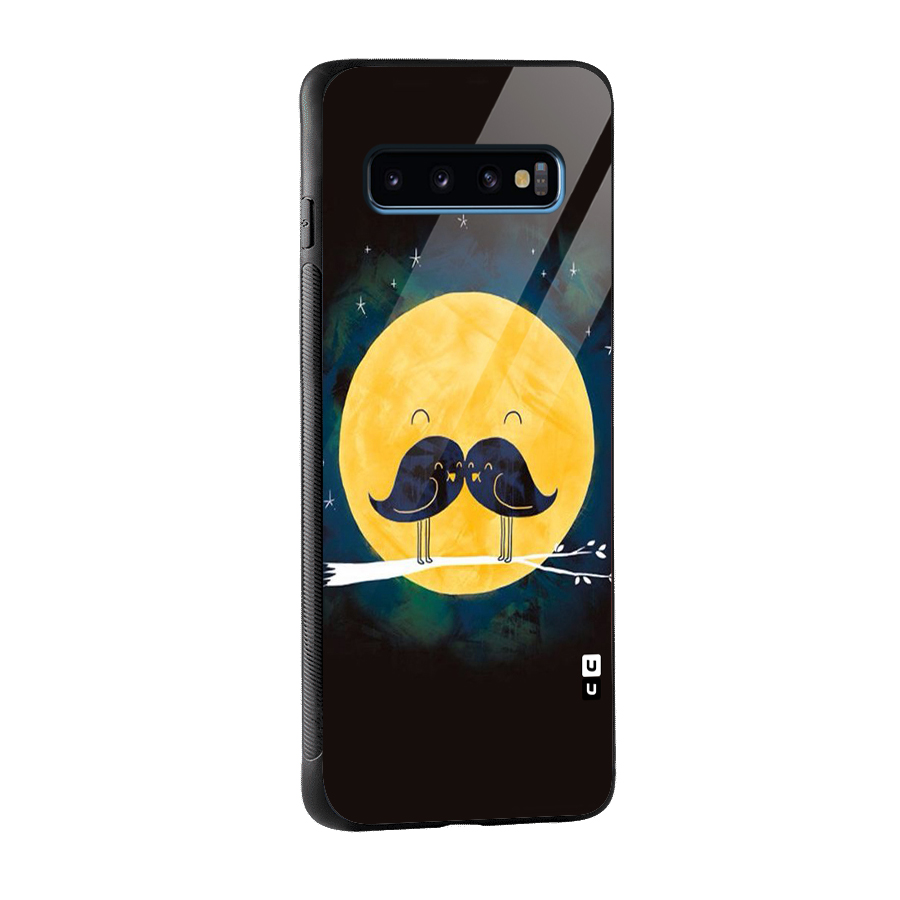 Bird Moustache Glass Back Case for Galaxy S10
