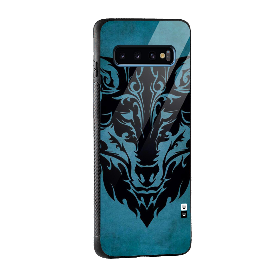 Black Artistic Wolf Glass Back Case for Galaxy S10