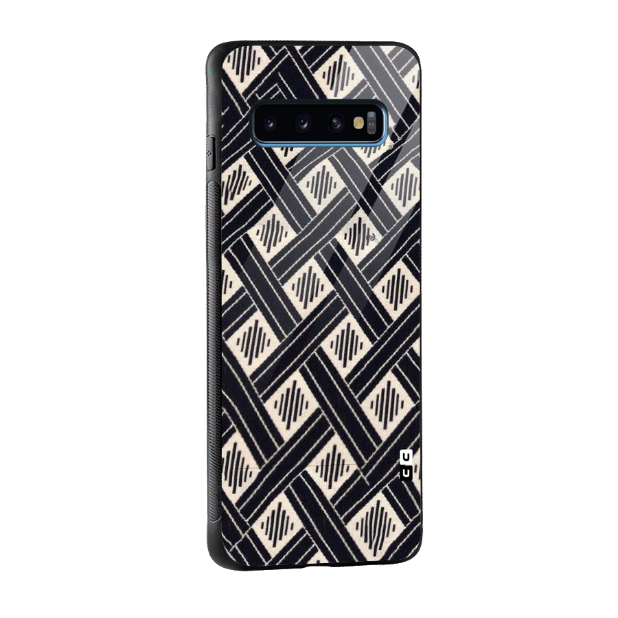 Black Beige Criscros Glass Back Case for Galaxy S10