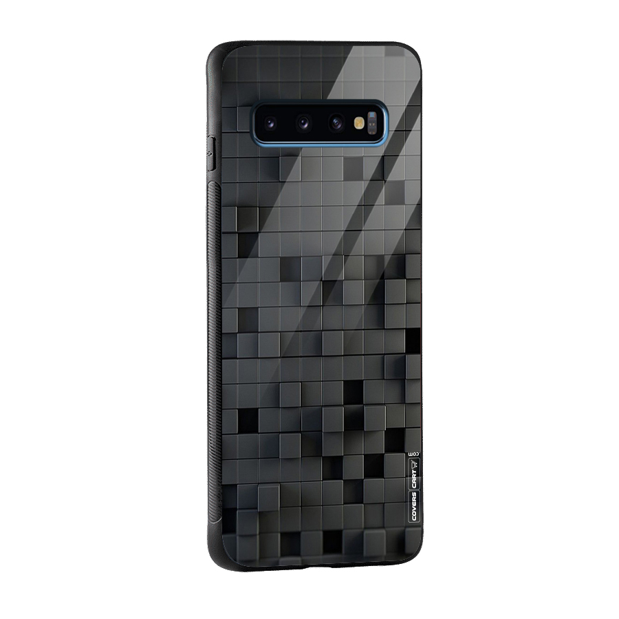 Black Bricks Glass Back Case for Galaxy S10